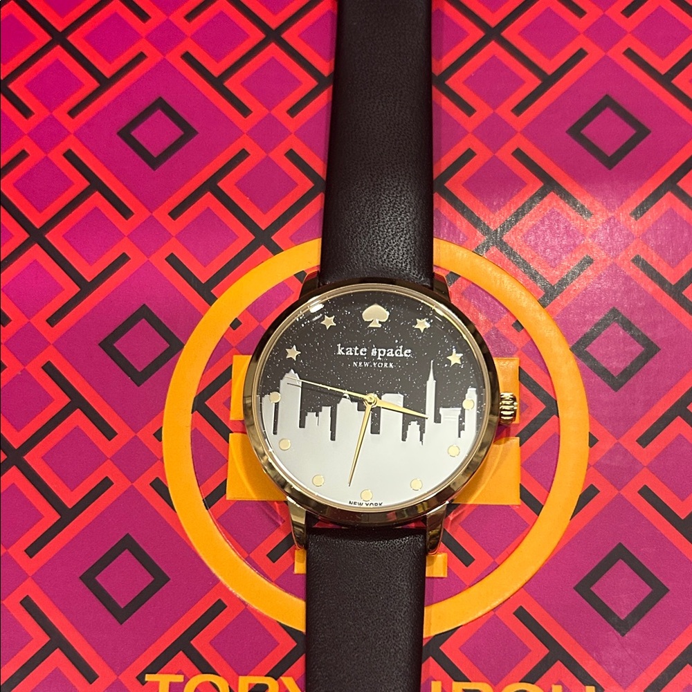 Kate Spade Black Leather Cityscape Watch